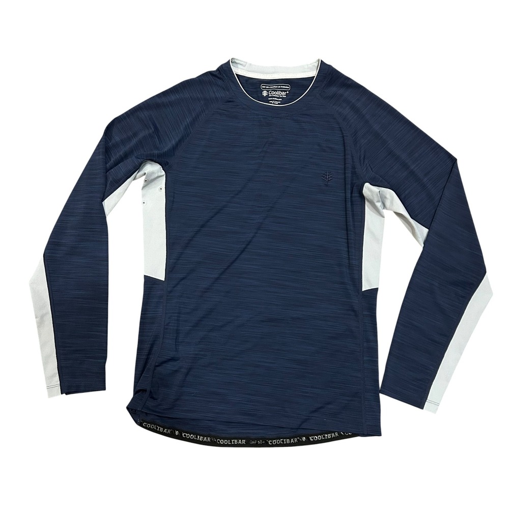 Coolibar Mens Ultimate LS Rash Guard Navy Blue UPF 50 Sun Protection Shirt Small